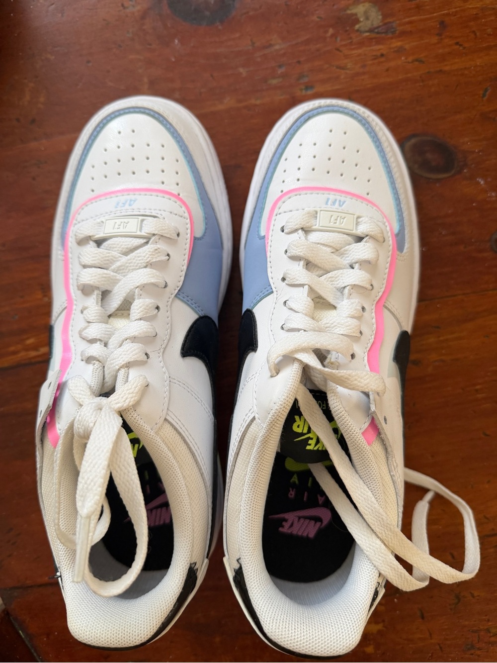 Nike Air Force 1 Shadow White with Light Blue, Pink & Black